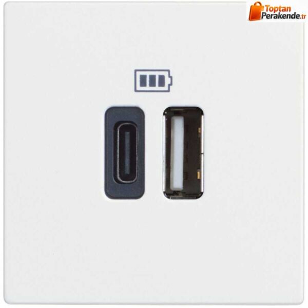 Bticino Classia Type C ve A USB Şarj Prizi 3A 230V 2M Beyaz